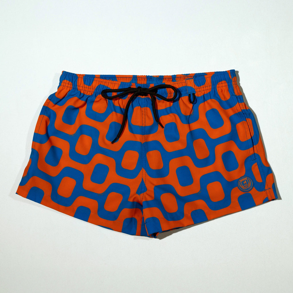 CA-RIO-CA ORANGE & BLUE PAVEMENT SHORTS - Italian Shorts