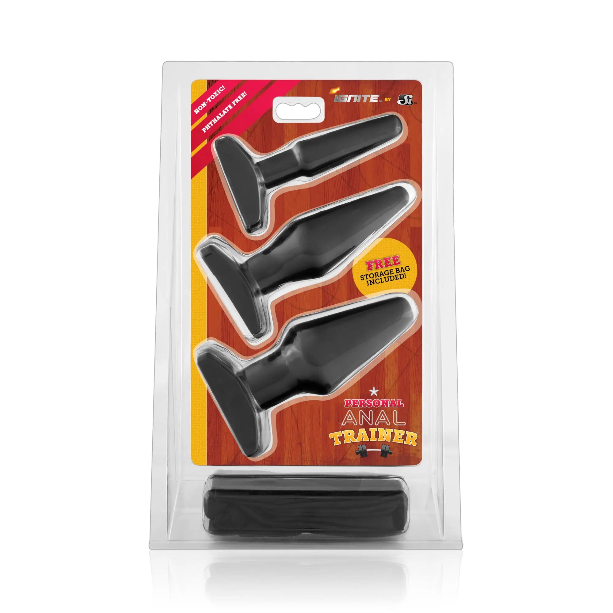 Black silicone anal trainer kit by ignite featuring multiple sizes for personal use from si novelties