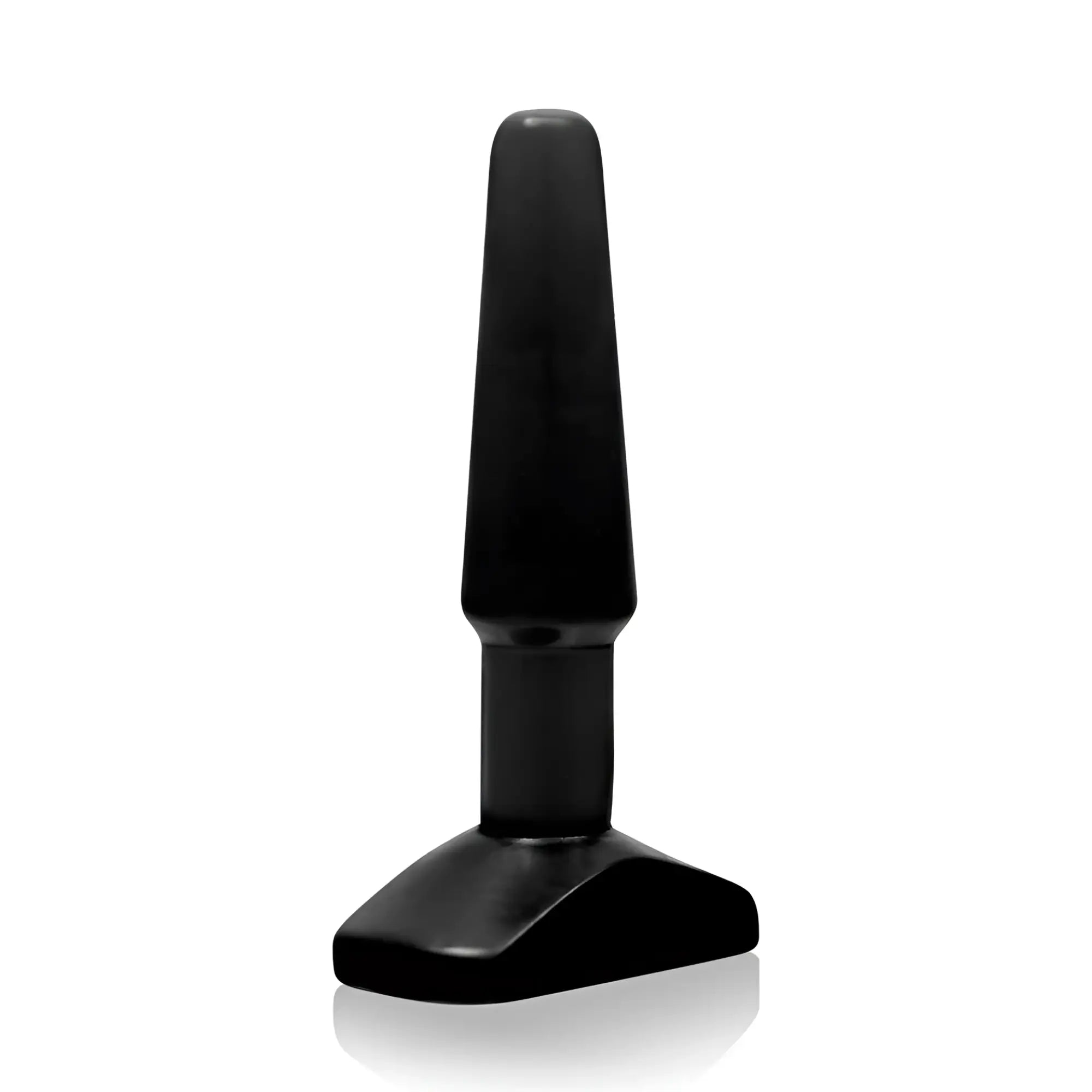 Black silicone anal plug by si novelties with tapered smooth design and stable base for comfortable use