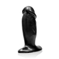Black glossy silicone anal plug with rounded head and tapered base from si novelties cock plug black small line