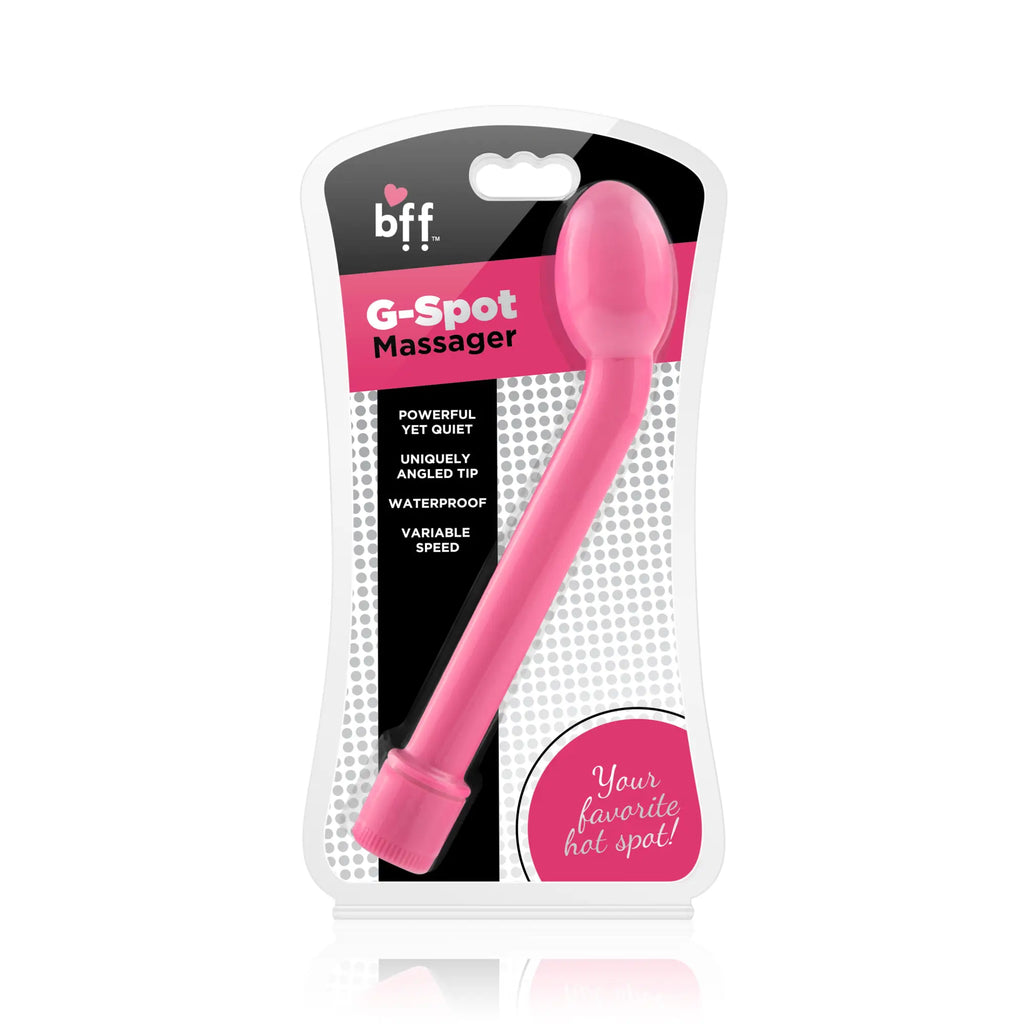 Si Novelties curved g spot massager pink with uniquely angled tip and variable speed control for targeted stimulation