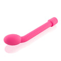 Pink silicone curved vibrator with rounded head and textured grip si novelties curved g spot massager pink