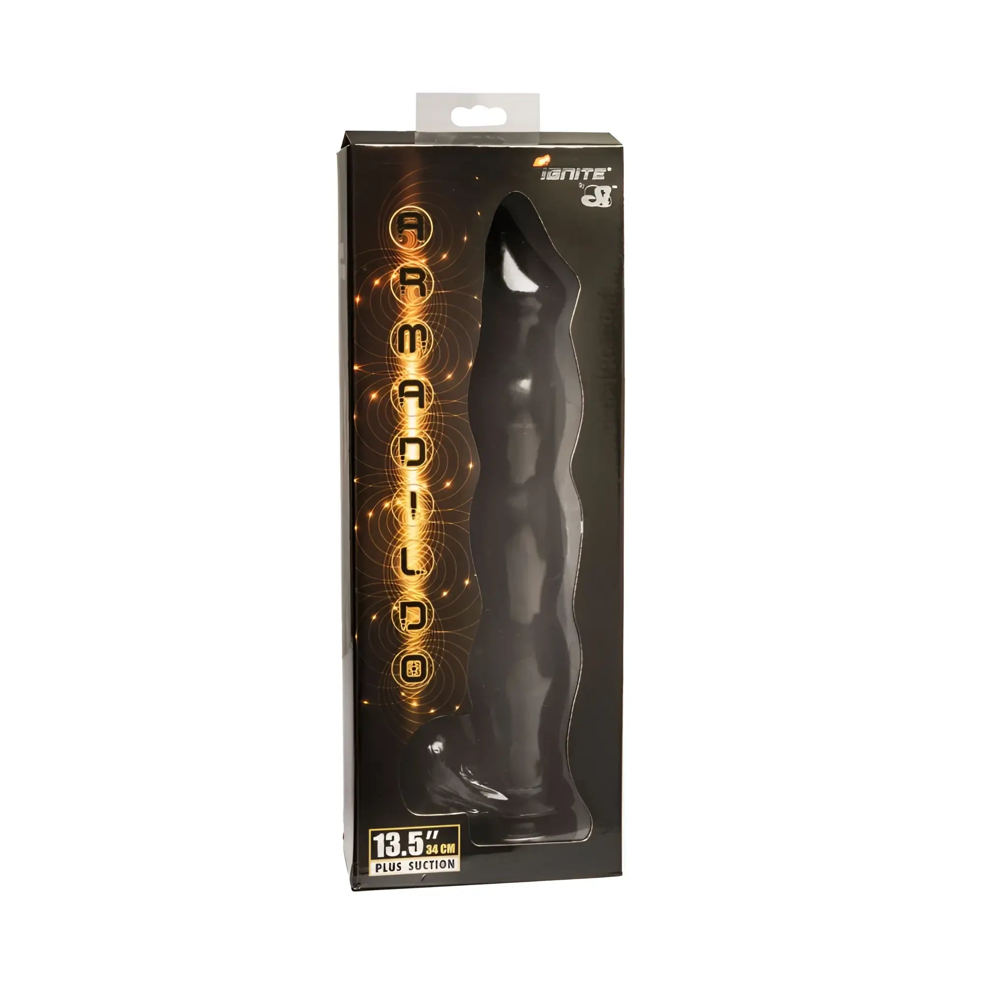 Black glossy plastic anal toy with curved design suction cup and balls si novelties giant armadildo in black
