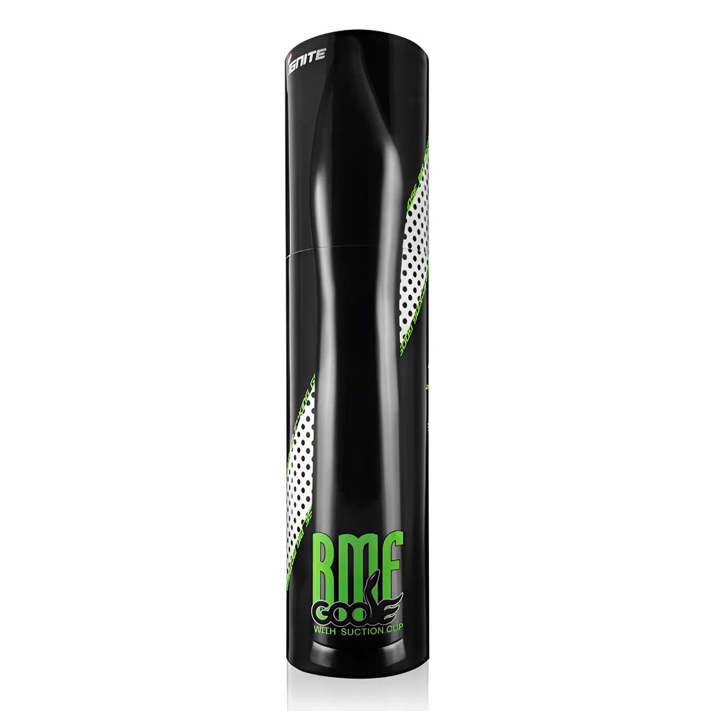 Black cylindrical can with green and white polka dot accents featuring rmf code branding for si novelties goose exxtreme bmf suction black