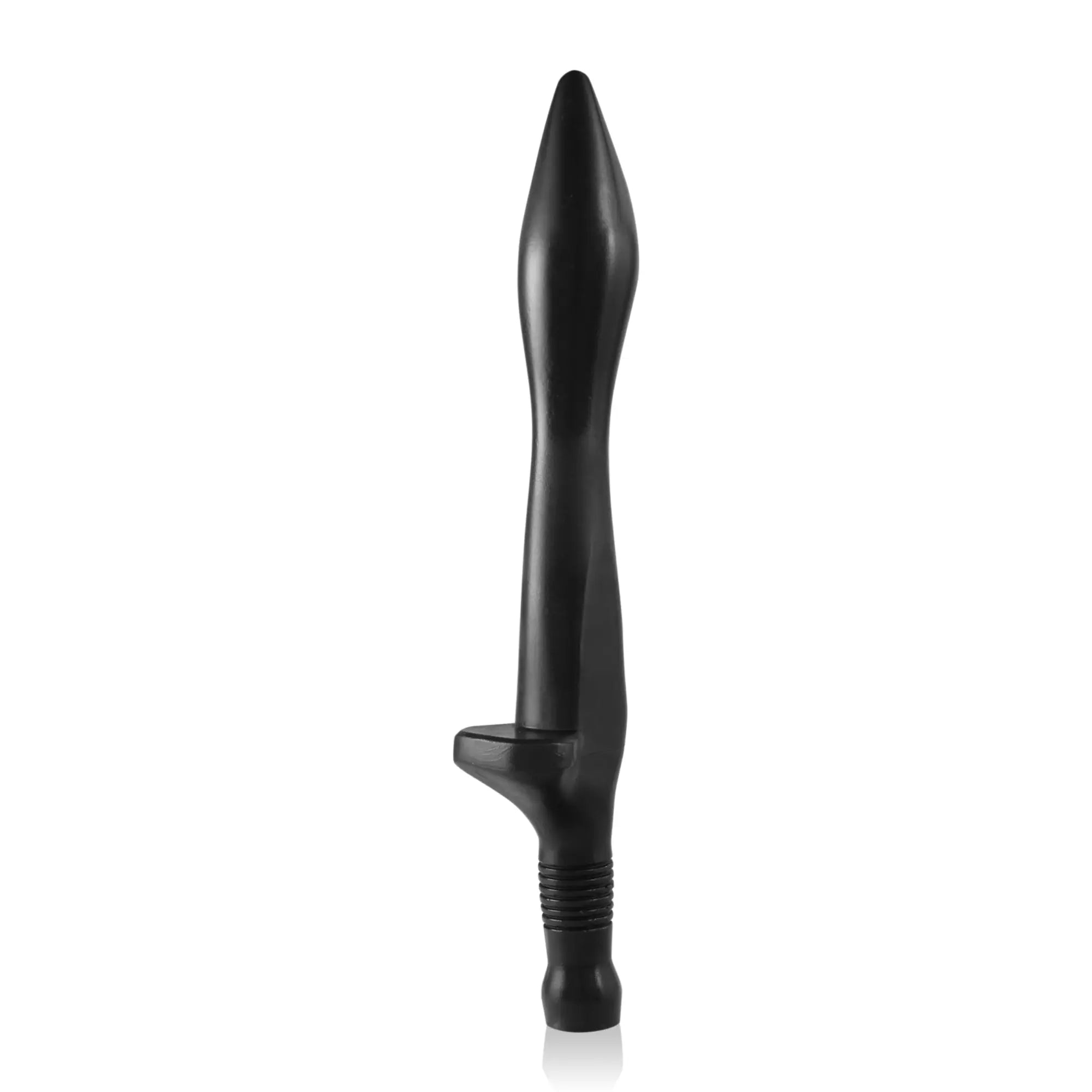 Black silicone anal plug with tapered tip and textured grip base from si novelties goose small w handle black