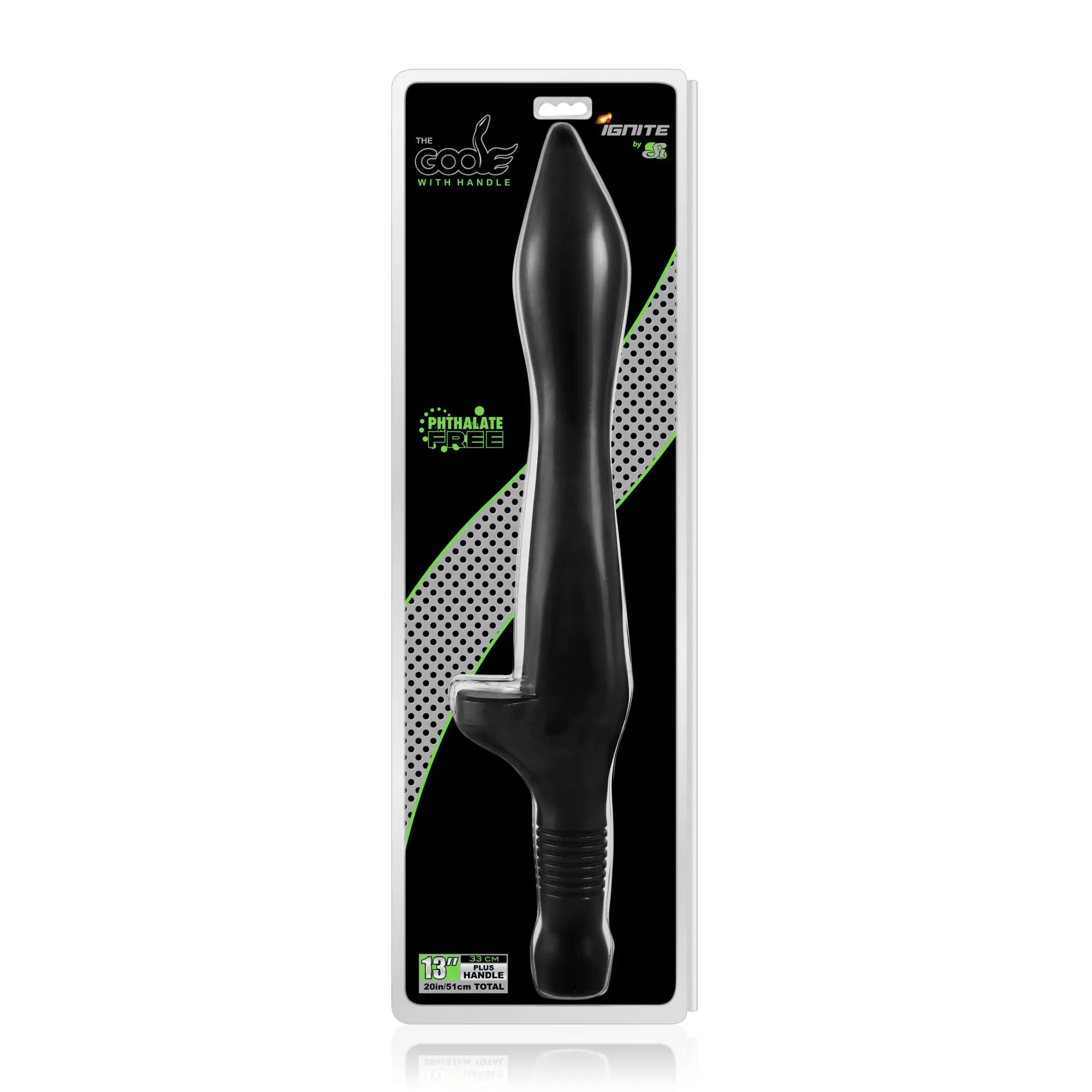 Black silicone Si Novelties Goose Small with handle by Ignite featuring a cool handle for easy grip
