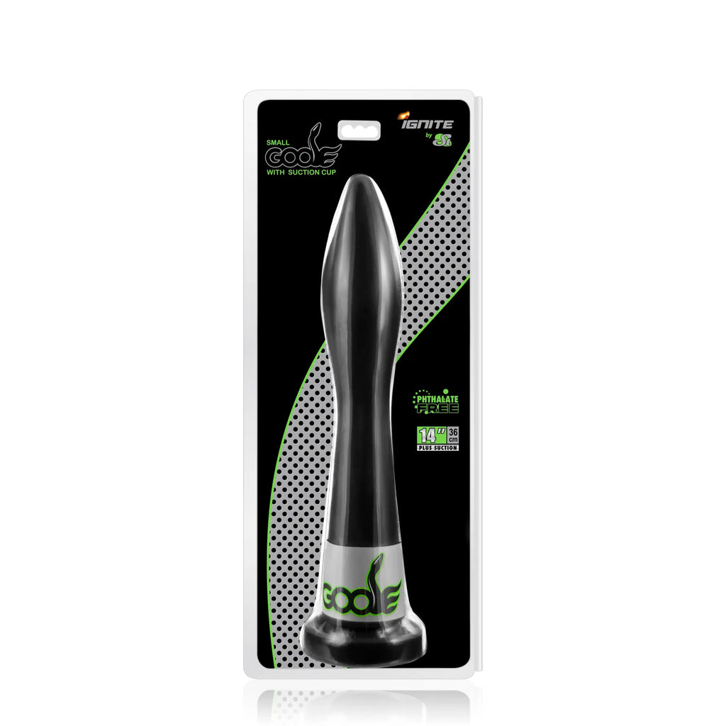 Black silicone cock ring with suction cup base branded cool by ignite in si novelties goose small w suction black product