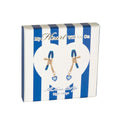 Blue and gold Si Novelties My Heart Will Go On nipple clamps with heart-shaped charms for intimate use