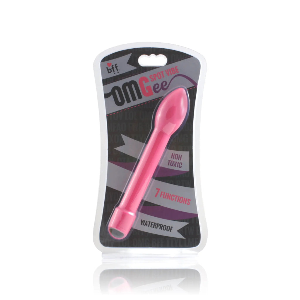 Pink plastic Si Novelties OMGee Spot Vibe with a smooth tapered design and rounded tip for targeted stimulation