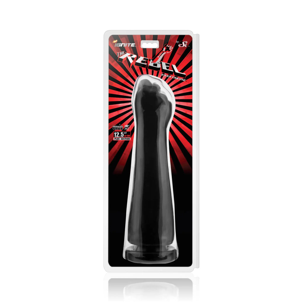Black silicone fist toy the rebel extreme by ignite from si novelties for intense sensory play