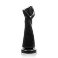 Si novelties the rebel fist black is a black glossy resin fist sculpture on a circular base for display use