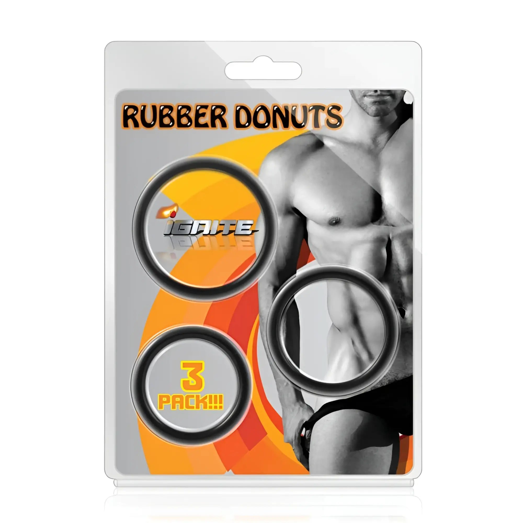 Si Novelties rubber donuts cock rings 3 pack black made of flexible rubber for comfortable use