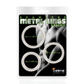 Set of three silver seamless metal cock rings in varying sizes by si novelties for enhanced pleasure