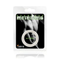 A sleek silver seamless metal cock ring 32mm with a polished finish in ignite branded retail display card