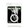 A sleek silver seamless metal cock ring 32mm with a polished finish in ignite branded retail display card