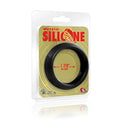 Black silicone wide donut cock ring 48mm 1.75 inches diameter packaged for retail sale by ignite