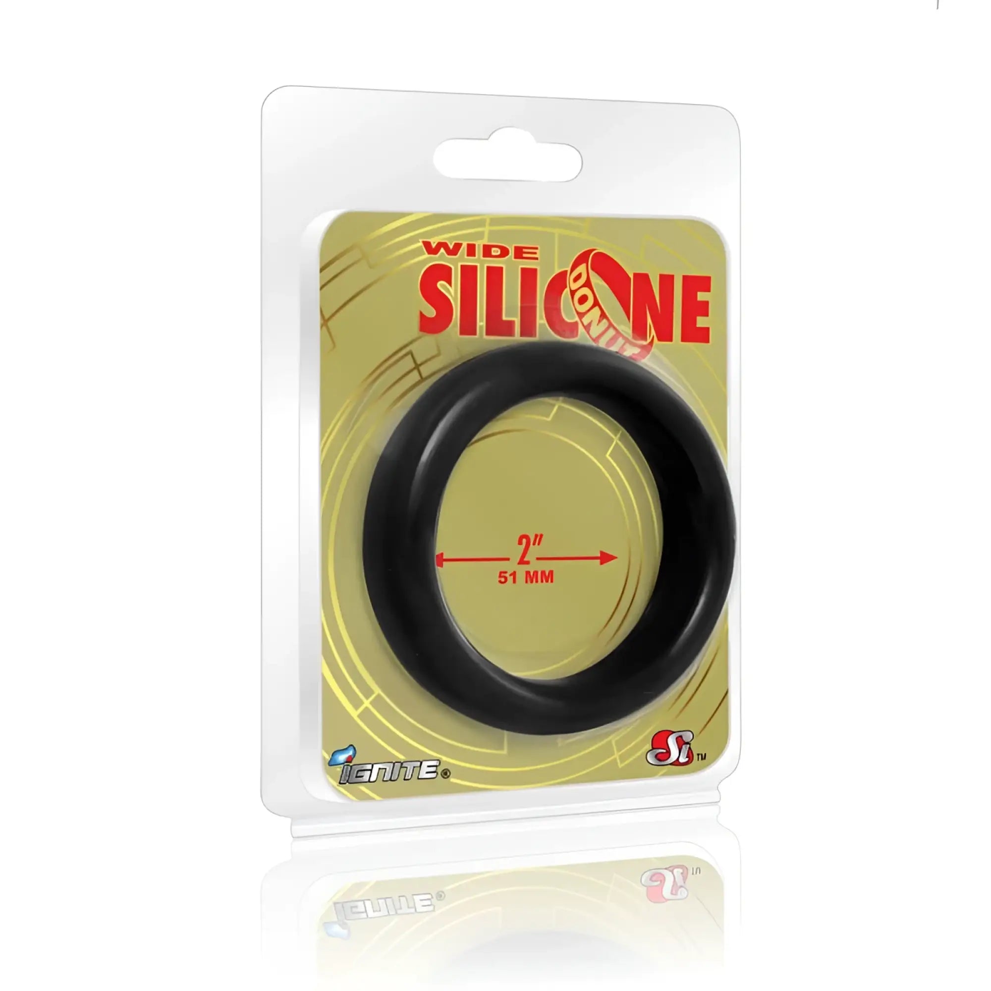 Si Novelties wide donut black silicone cock ring 2 inches diameter smooth flexible material