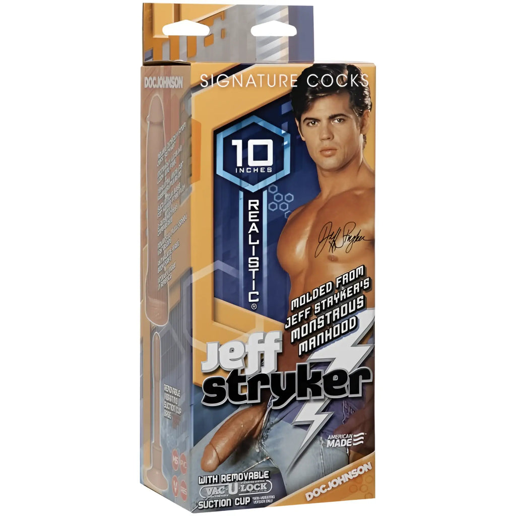 Doc Johnson jeff stryker 10-inch realistic silicone cock simulator in vanilla color for lifelike use