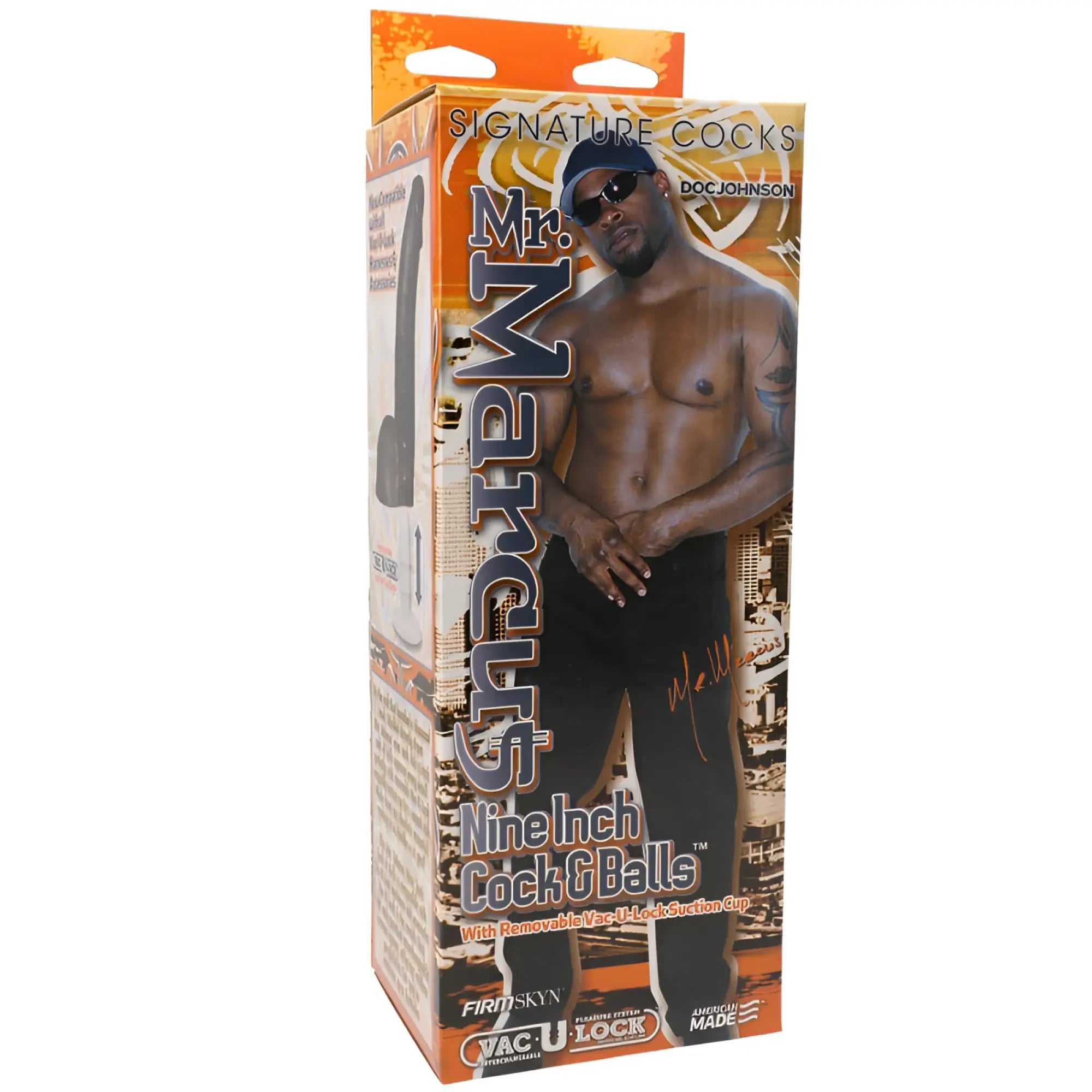 Signature cocks mr marcus 9in realistic black silicone cock and balls for lifelike experience