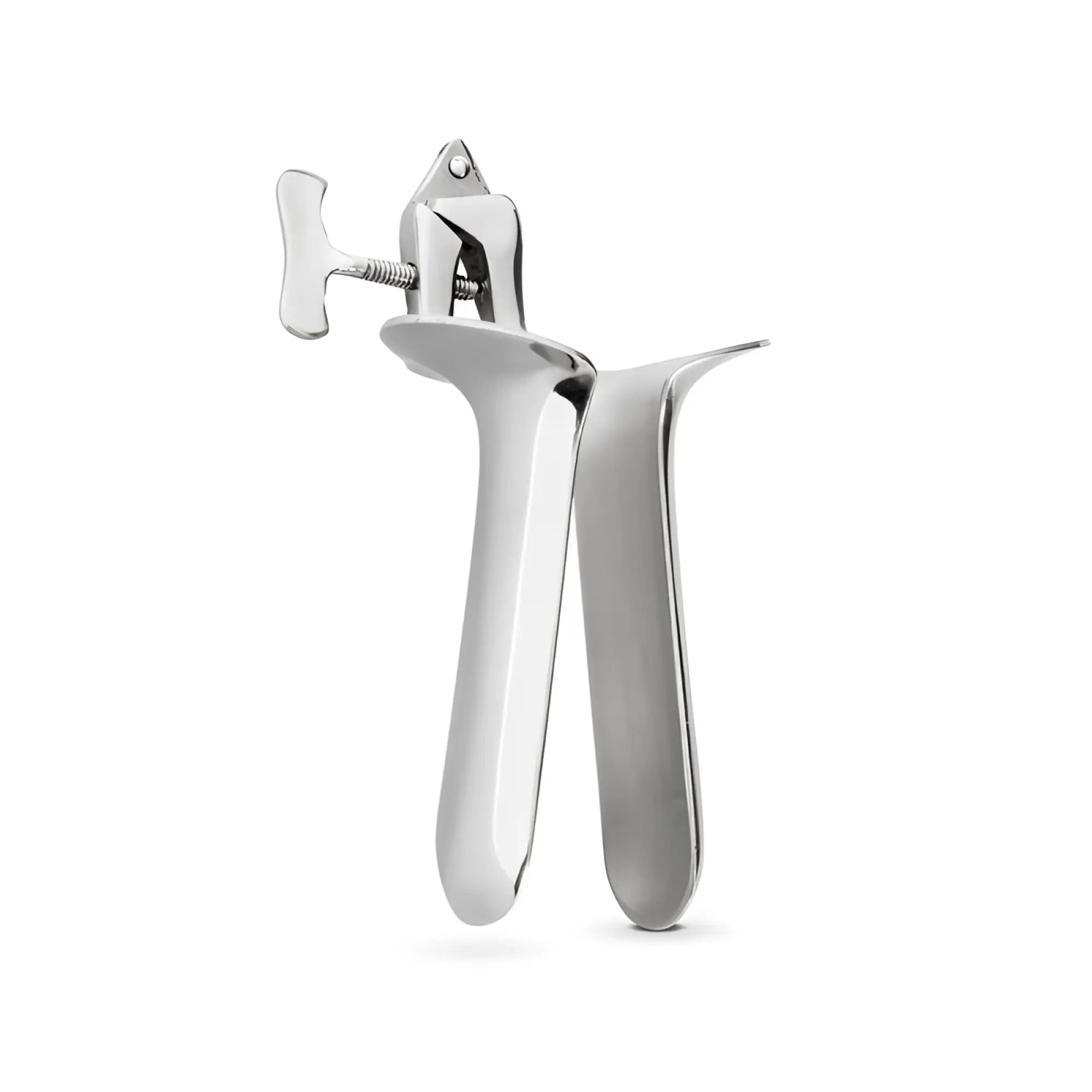 Stainless steel sinner collins vaginal speculum with t-shaped handle and adjustable mechanism for gynecological use