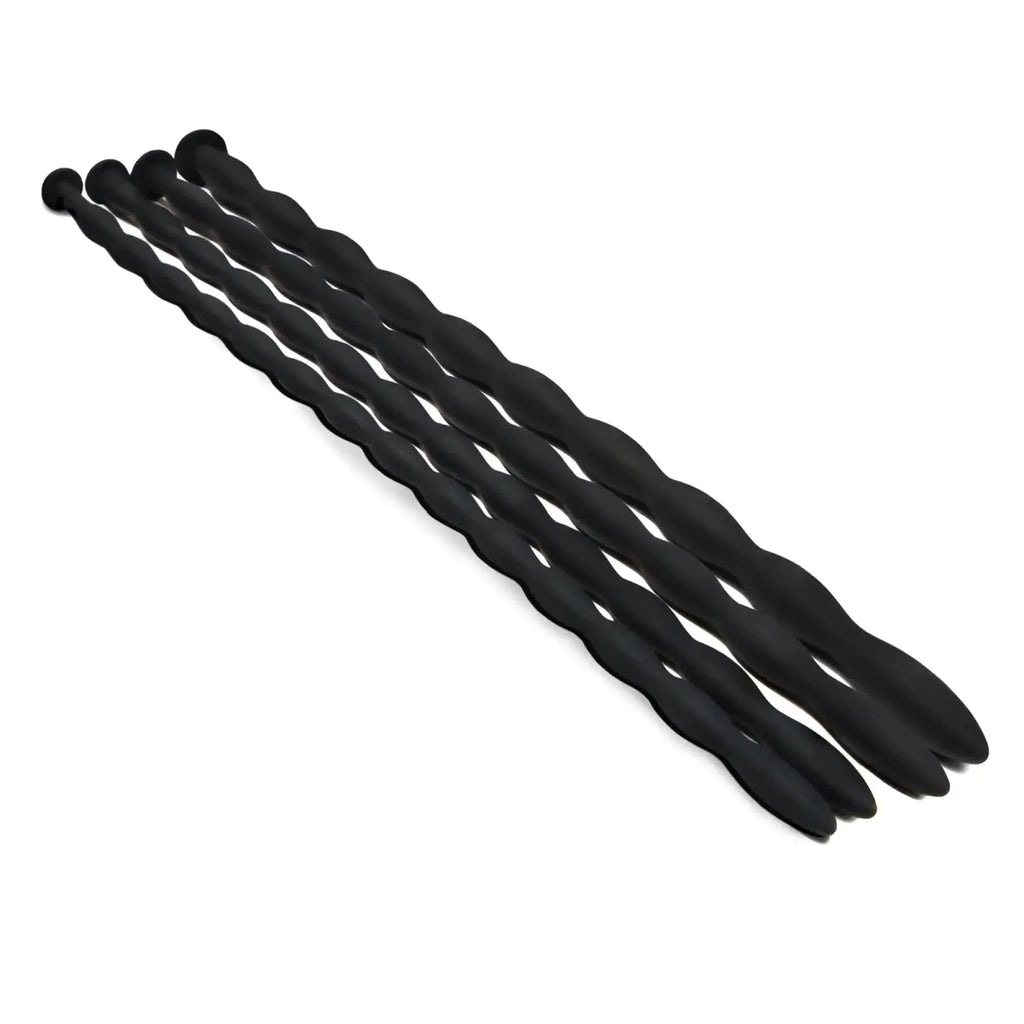 Black twisted silicone anal dilators from sinner silicone dilator set designed for gradual and comfortable use