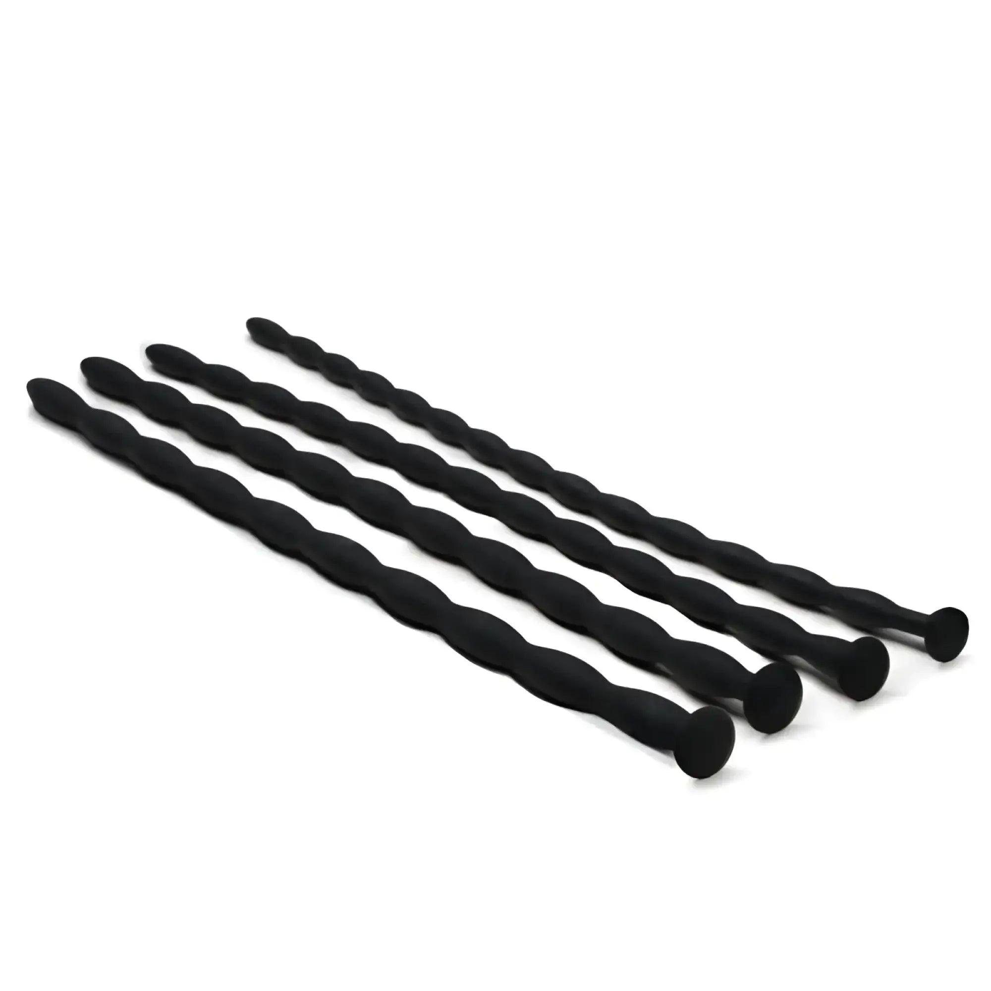 Set of four black twisted silicone anal dilators from sinner silicone dilator set for gradual stretching