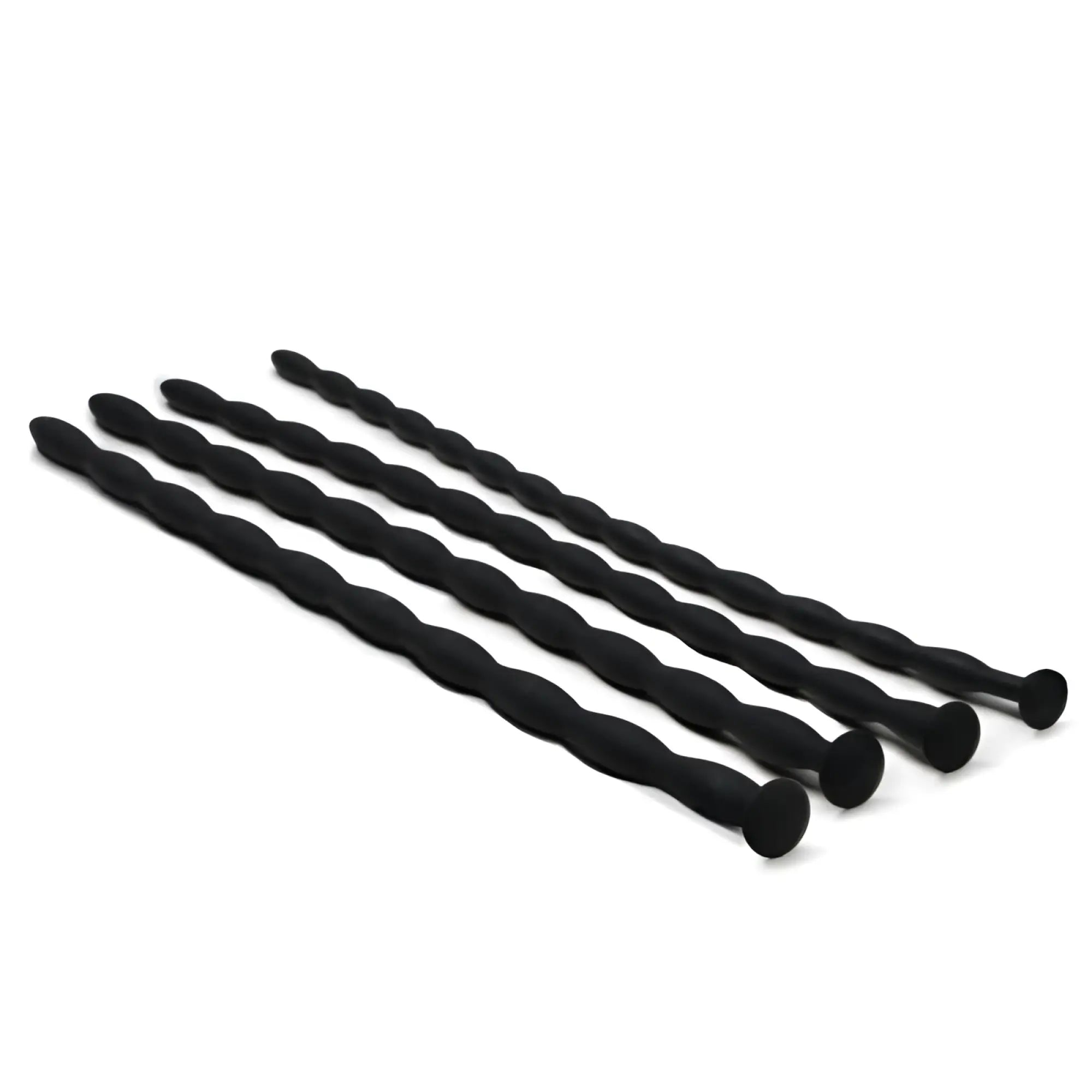 Set of four black twisted silicone anal dilators from sinner silicone dilator set for gradual stretching