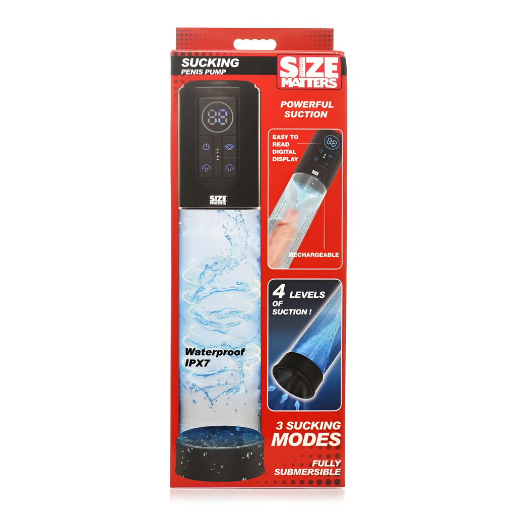 Black and transparent plastic automatic lcd usb penis pump with digital display branded size matters