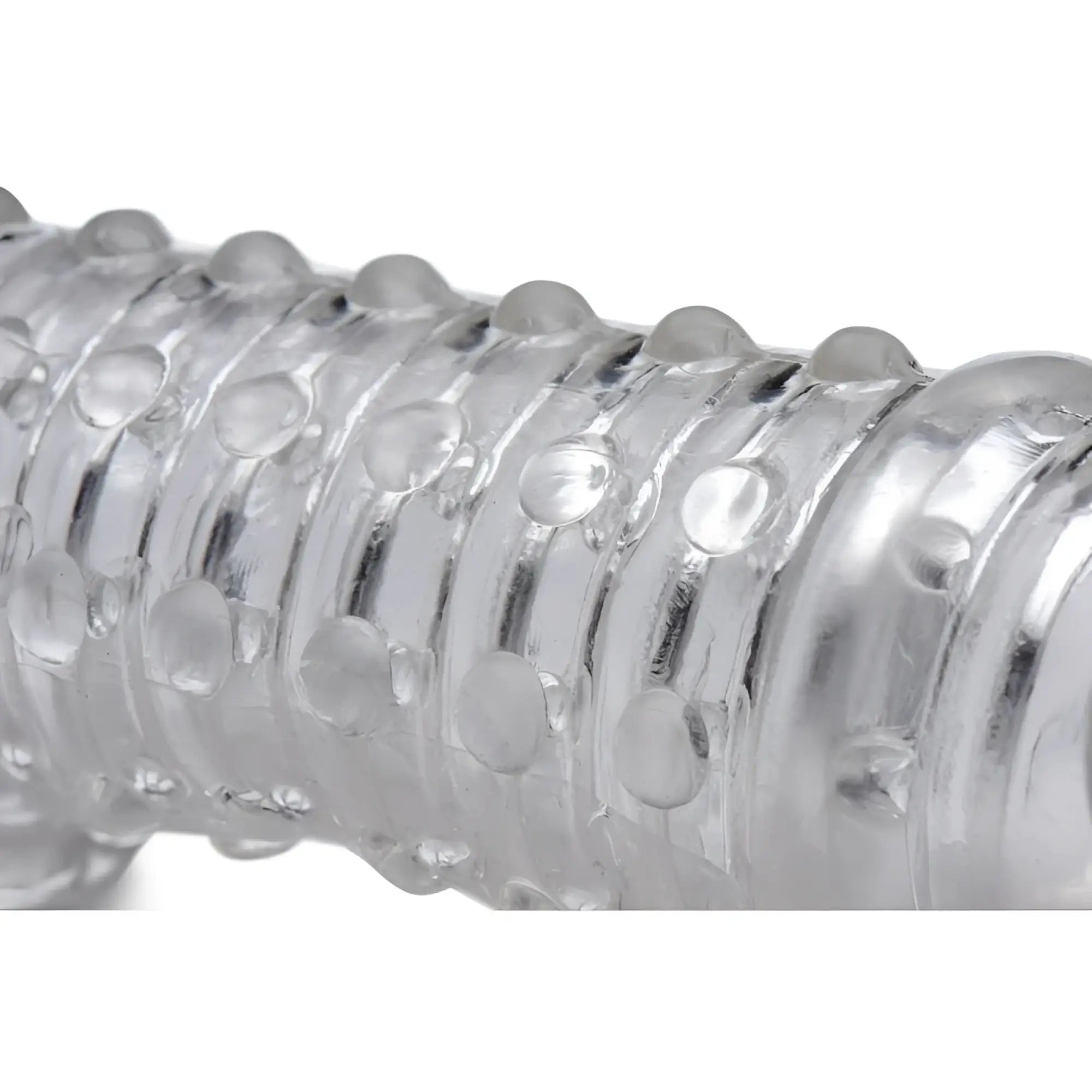 Clear transparent silicone size matters penis enhancer sleeve 1.5in with raised circular textured bumps