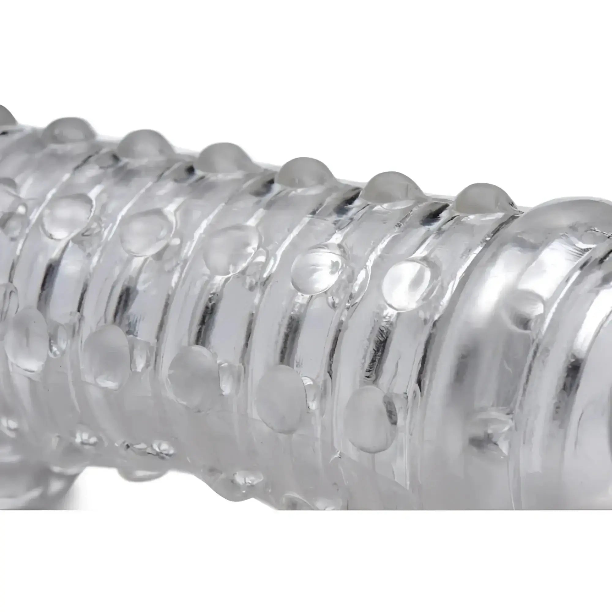 Clear transparent silicone size matters penis enhancer sleeve 1.5in with raised circular textured bumps