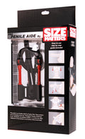 Black and red plastic penile aide device in packaging for size matters pro penile aide enhancing performance
