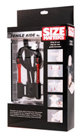 Black and red plastic penile aide device in packaging for size matters pro penile aide enhancing performance