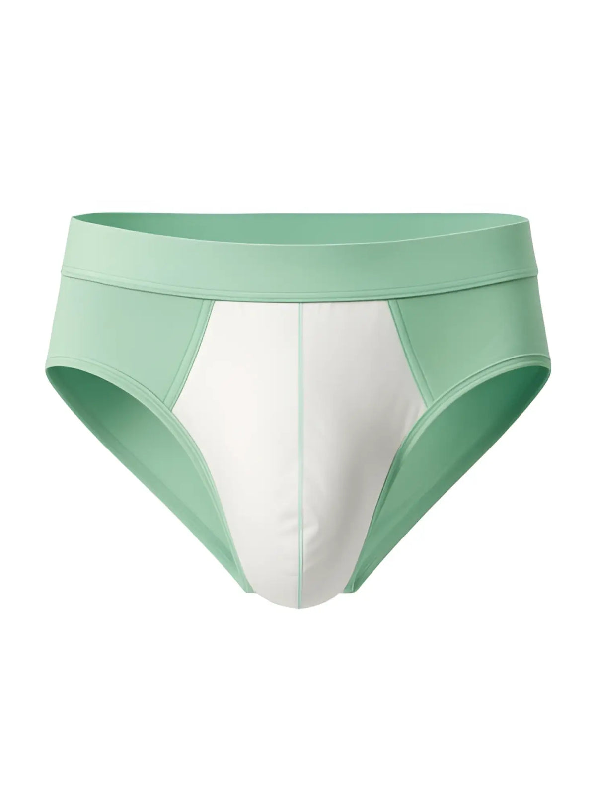 Soft stretch contrast brief in mint green and white with a smooth seamless design for athletic wear