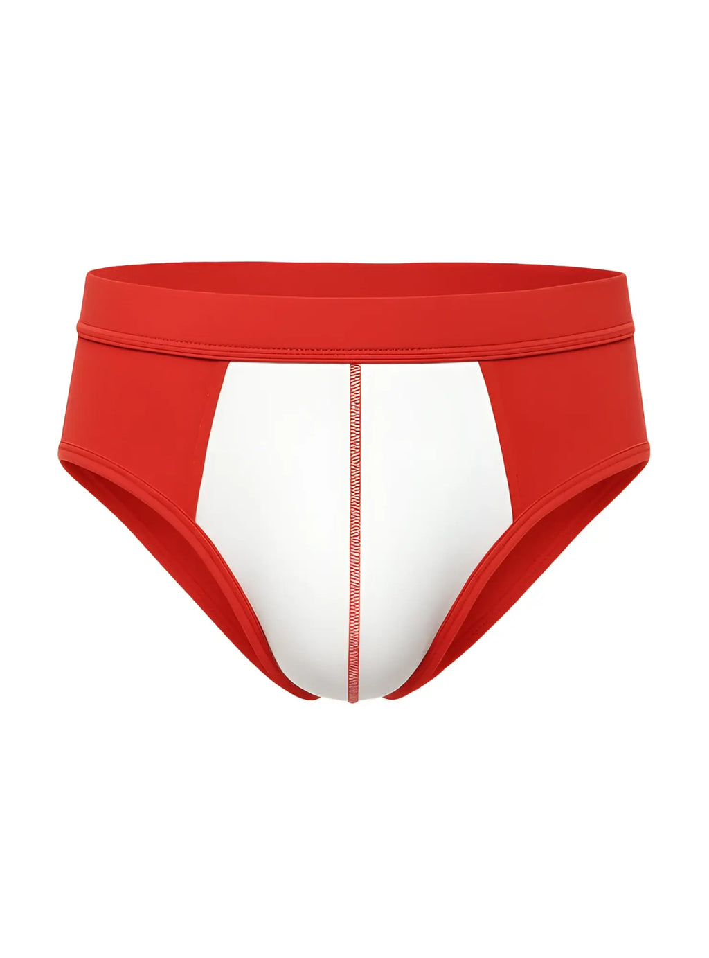 Soft stretch contrast brief in red and white with bold color-block design made from soft stretch fabric