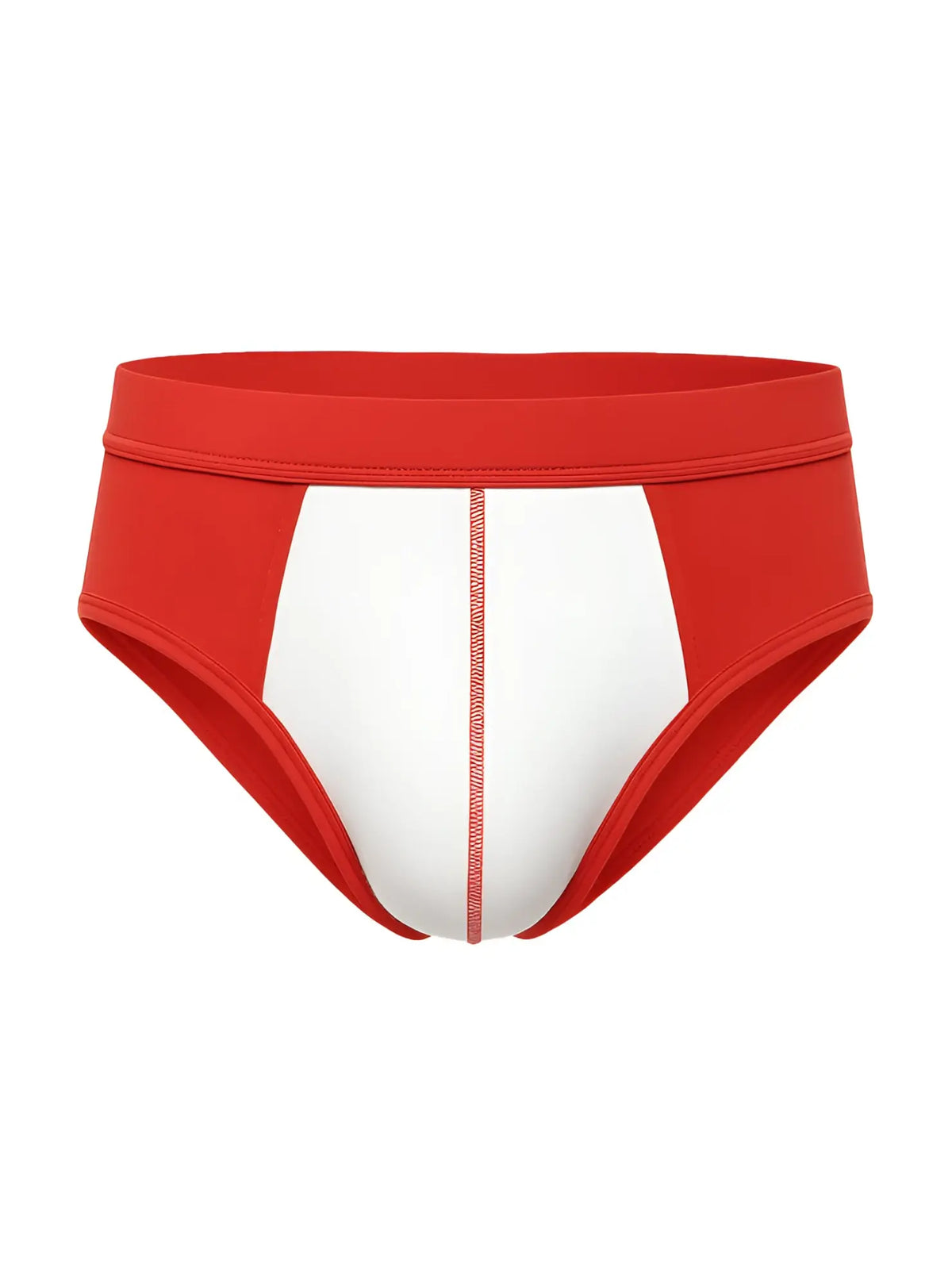 Soft stretch contrast brief in red and white with bold color-block design made from soft stretch fabric