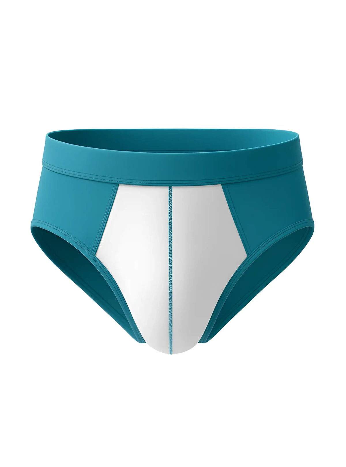 Teal and white soft stretch contrast brief athletic briefs with a sleek modern design for comfortable active wear