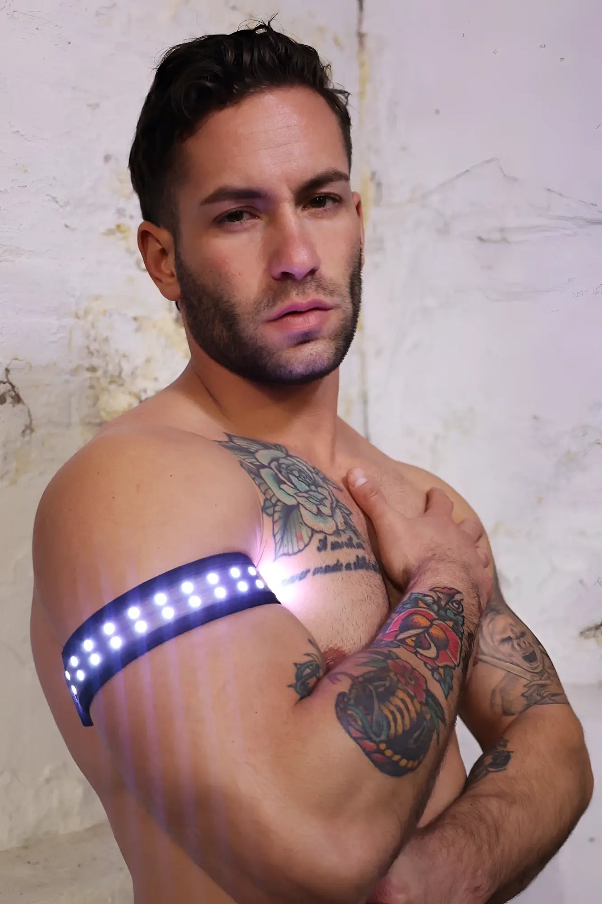 Blue led light-up soundwave armband made of flexible material for music and fitness activities