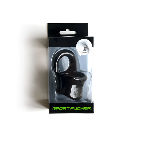 Black silicone sport fucker baller ring in branded package designed for comfort and active use