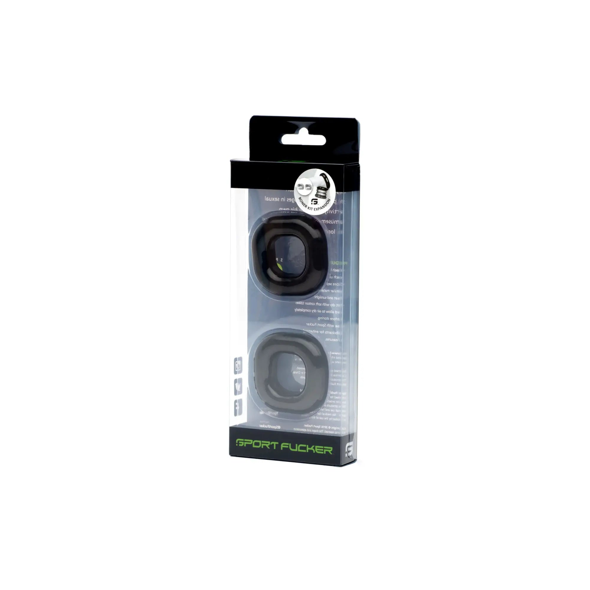 Black sport fucker boner expansion pack grip rings in clear packaging designed for enhanced performance and comfort