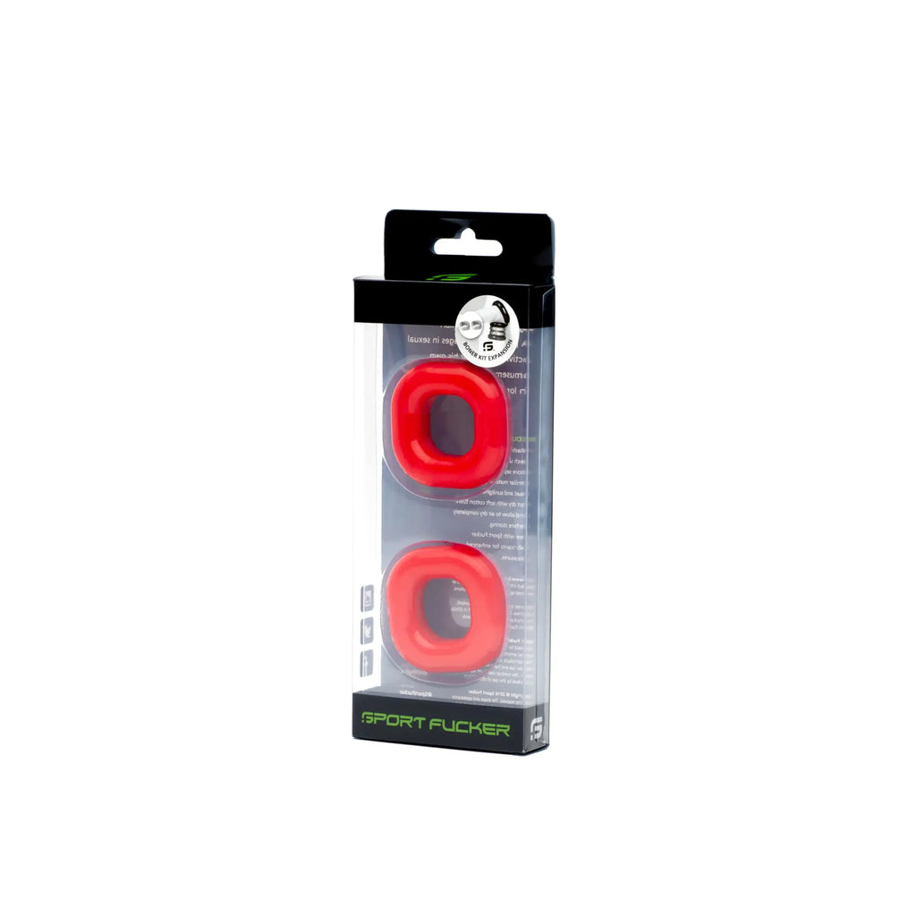 Red silicone sport mouth guards in black and clear plastic package from sport fucker boner expansion pack red