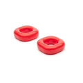Two vibrant red glossy square-shaped ring beads with rounded edges from sport fucker boner expansion pack red