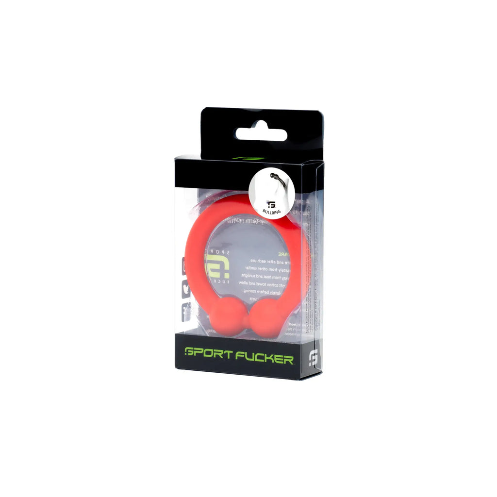 Sport fucker bullring red bright red silicone sport ring in black and clear plastic package