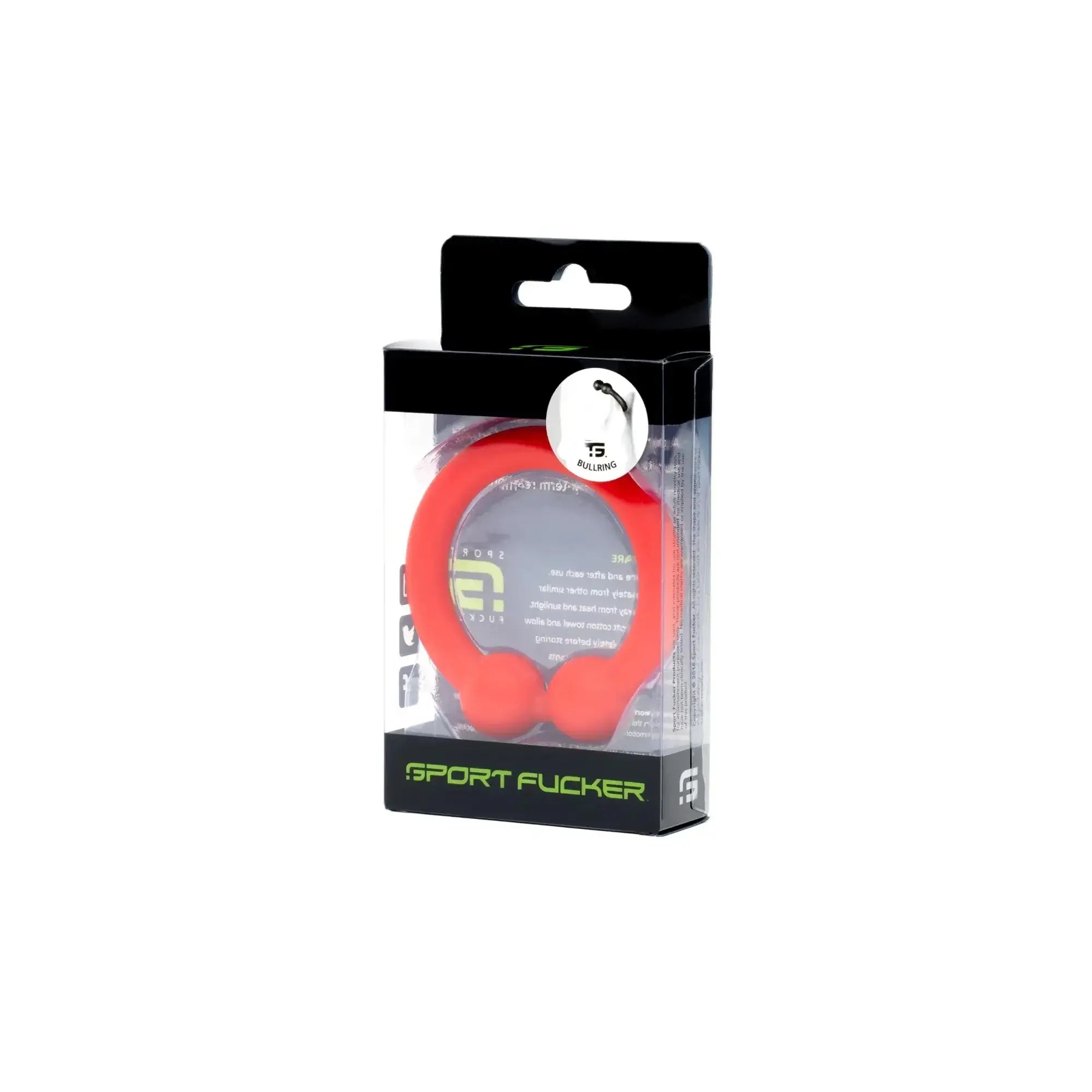 Sport fucker bullring red bright red silicone sport ring in black and clear plastic package