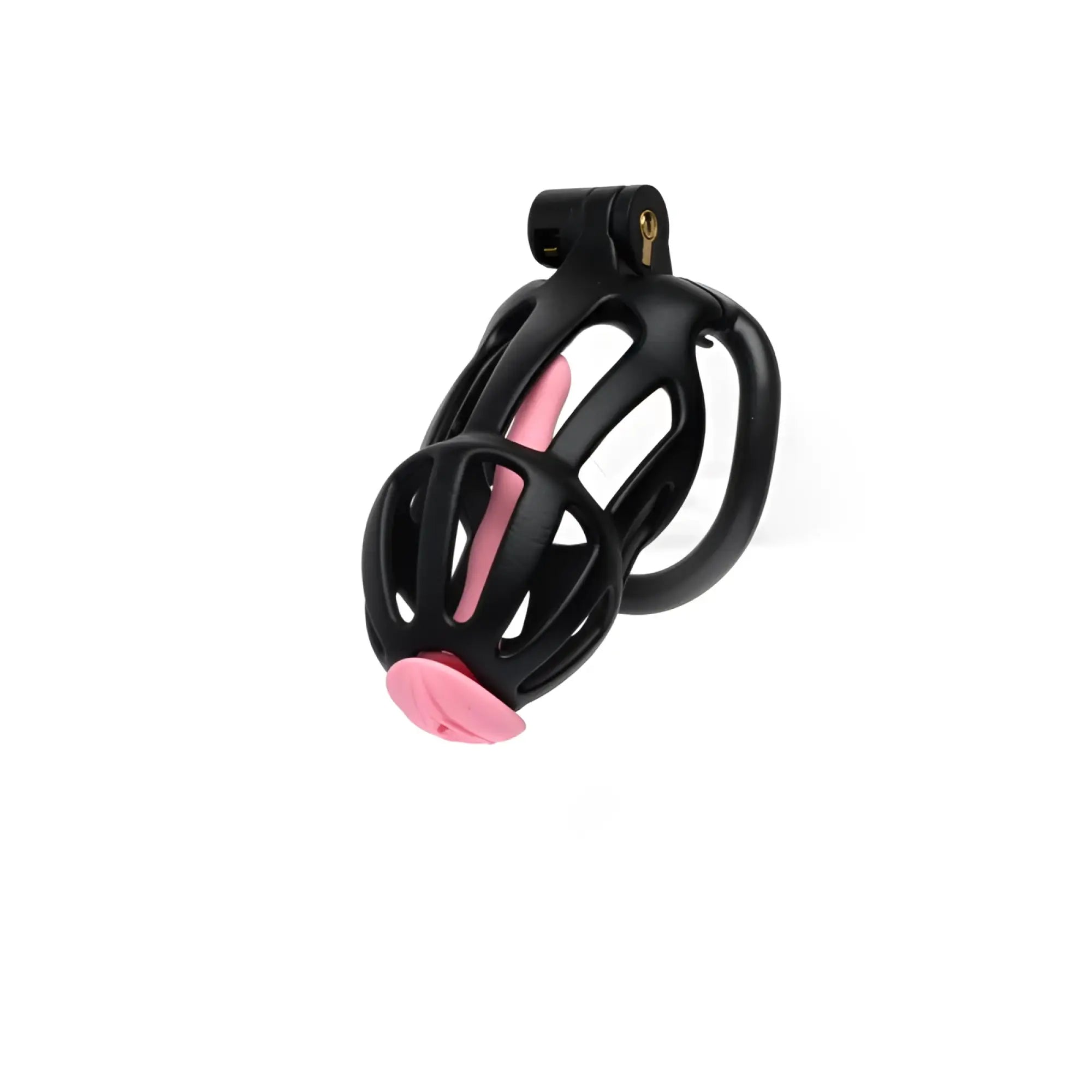 Sport fucker centurion size 2 black plastic cock cage with pink silicone pussification plug insert and base