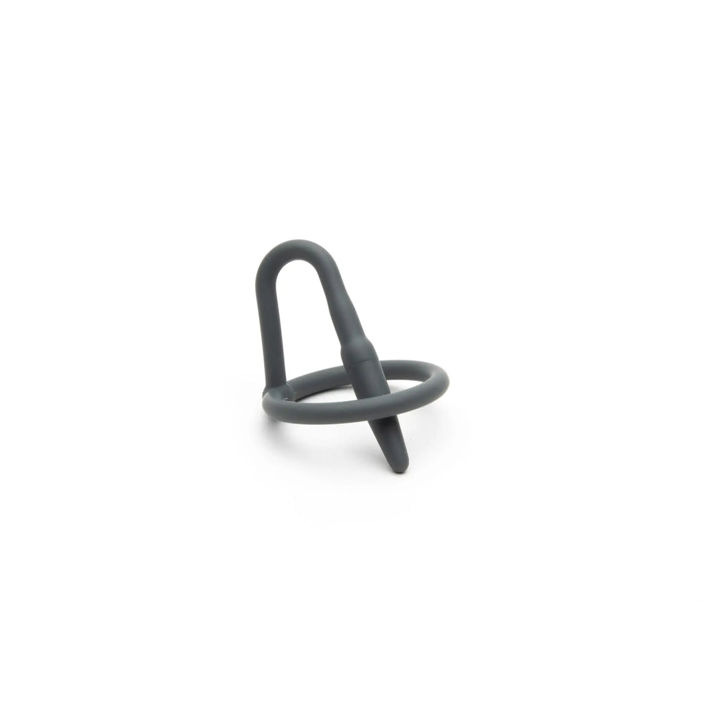 Dark gray silicone sport fucker cock plug with looped handle and pointed tip for advanced sport use