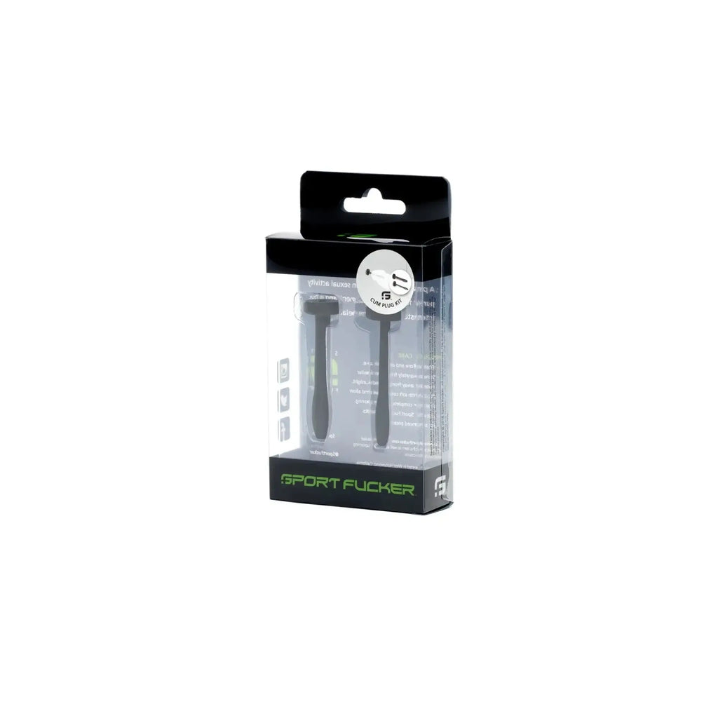 Black plastic golf tees in clear and black sport fucker branded package from the sport fucker cum plug kit black