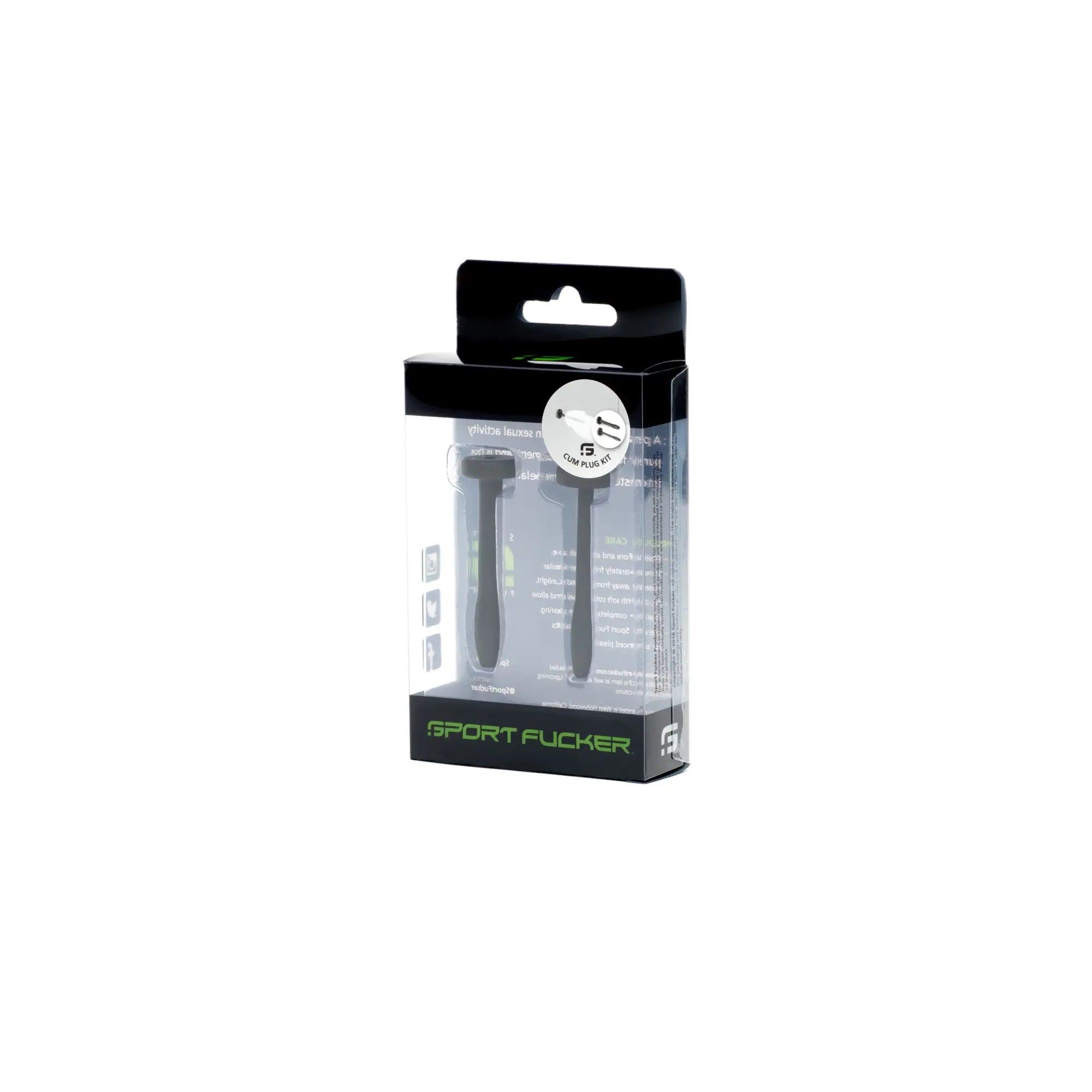 Black plastic golf tees in clear and black sport fucker branded package from the sport fucker cum plug kit black