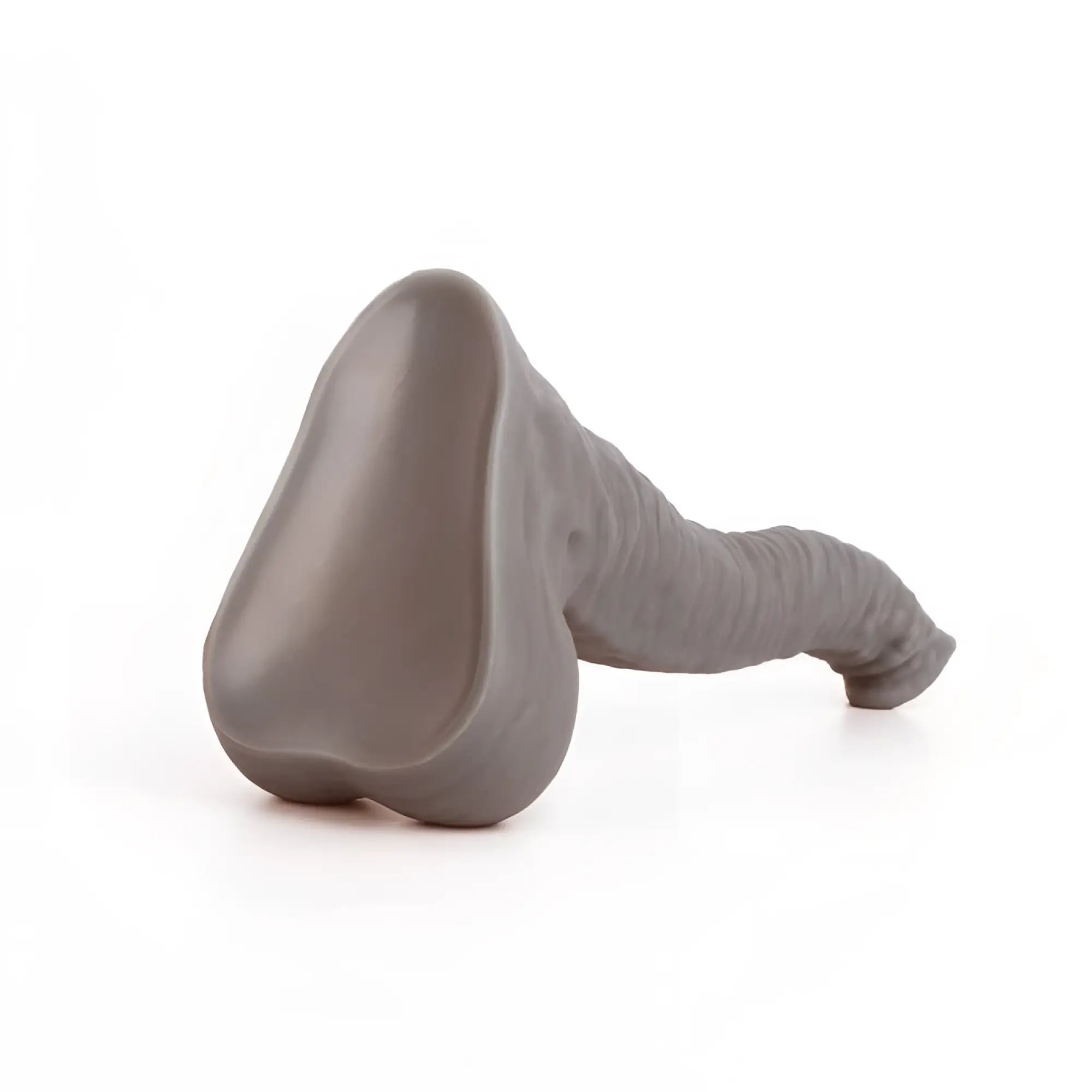 Gray silicone nose-shaped dildo with textured surface and tapered end from sport fucker dexter medium m collection