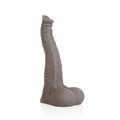 Gray silicone phallic-shaped dildo with textured ridges and rounded base sport fucker dexter liquid silicone medium m