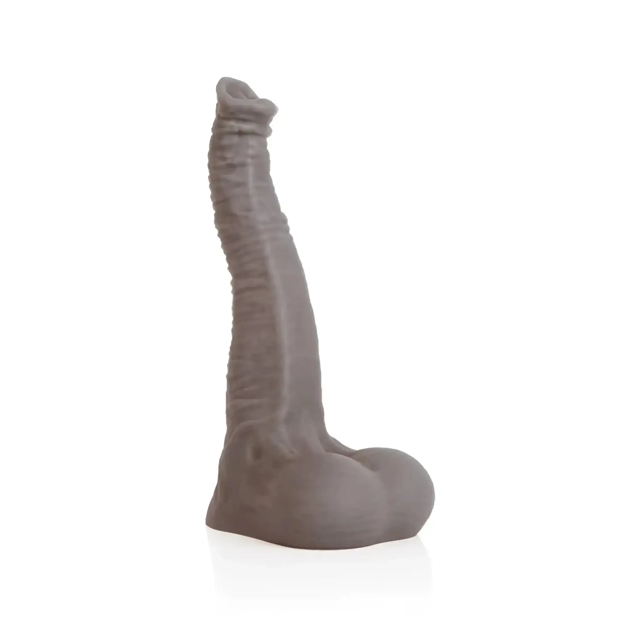 Gray silicone phallic-shaped dildo with textured ridges and rounded base sport fucker dexter liquid silicone medium m